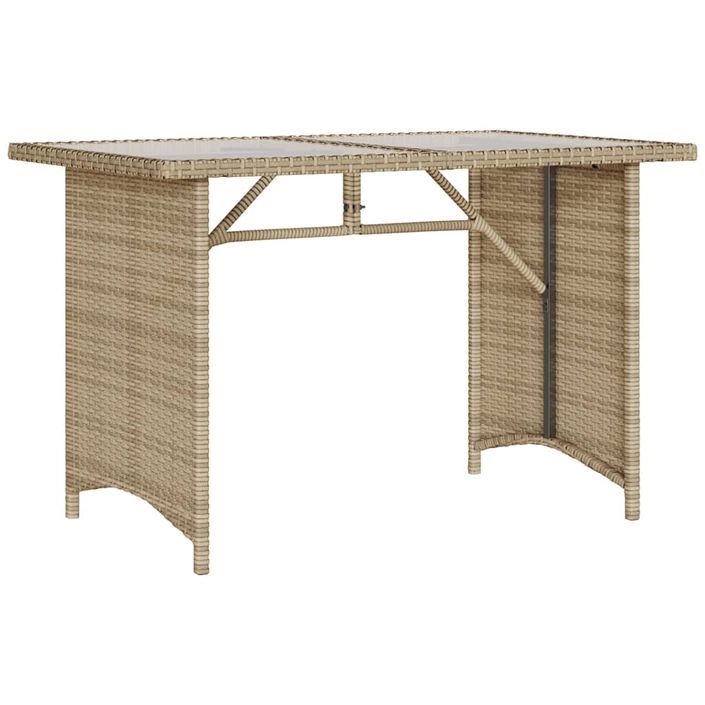 Table de jardin avec dessus en verre beige 110x68x70 cm rotin - Photo n°6