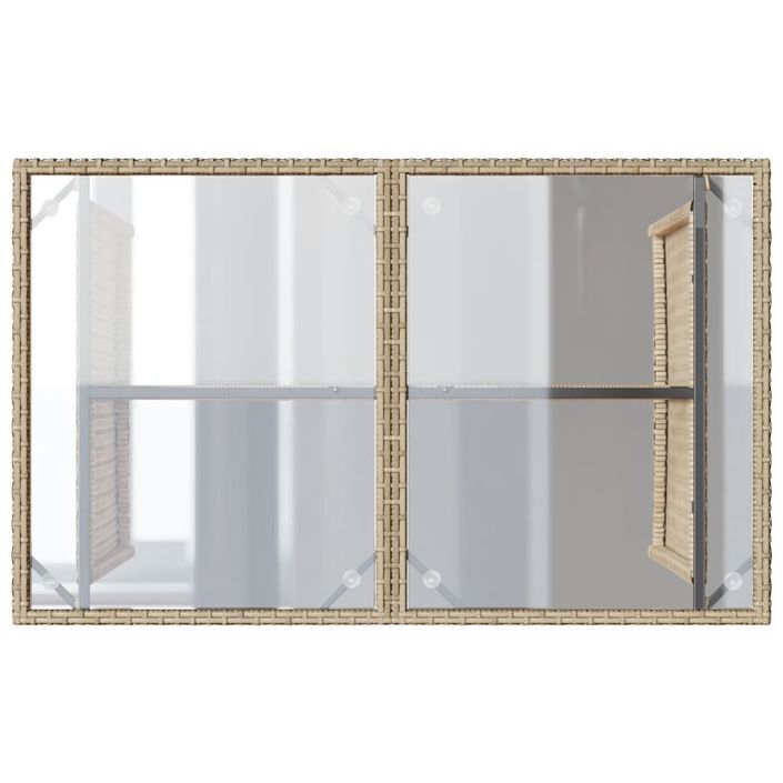 Table de jardin avec dessus en verre beige 110x68x70 cm rotin - Photo n°7