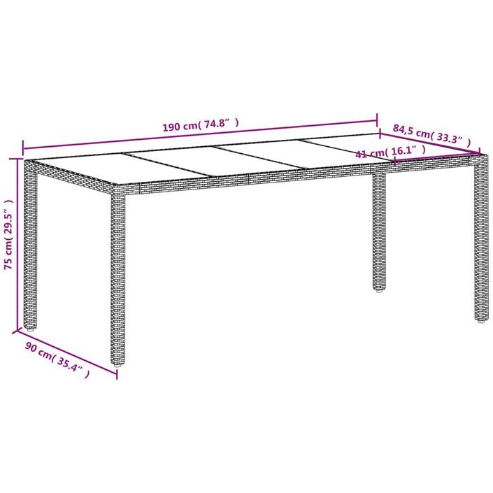 Table de jardin avec dessus en verre blanc résine tressée - Photo n°11