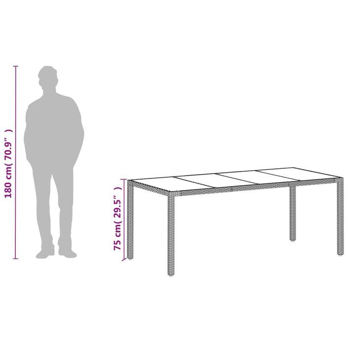 Table de jardin avec dessus en verre blanc résine tressée - Photo n°12