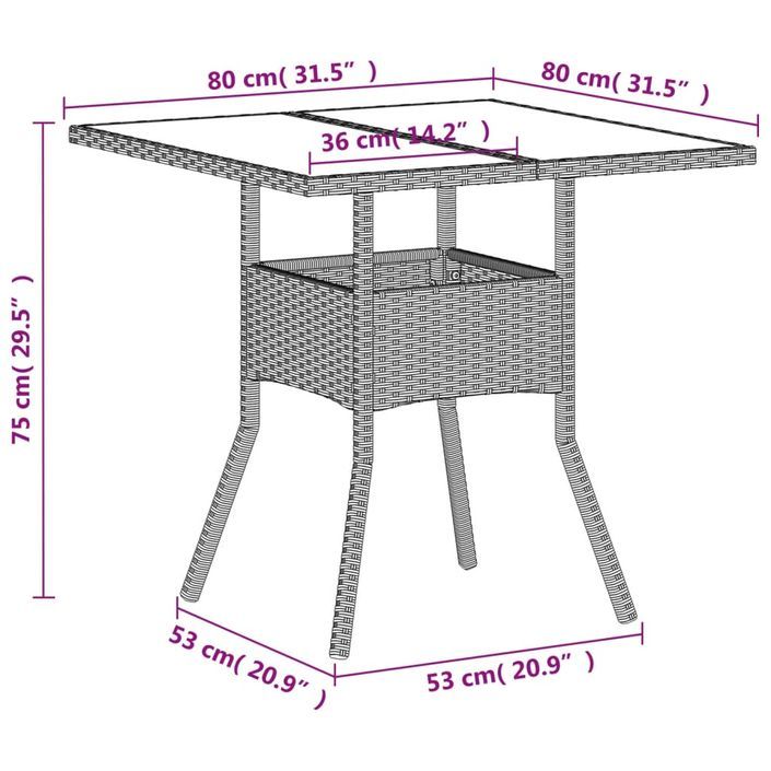 Table de jardin avec dessus en verre gris clair résine tressée - Photo n°11