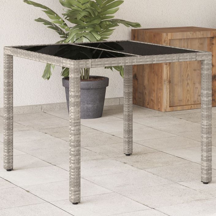 Table de jardin avec dessus en verre gris clair résine tressée - Photo n°2