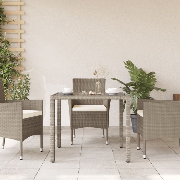 Table de jardin avec dessus en verre gris clair résine tressée - Photo n°3