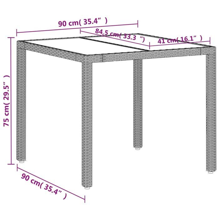 Table de jardin avec dessus en verre gris clair résine tressée - Photo n°11