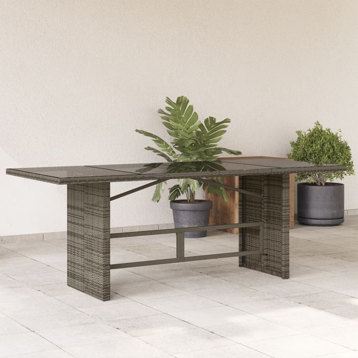 Table de jardin avec dessus en verre gris résine tressée - Photo n°2