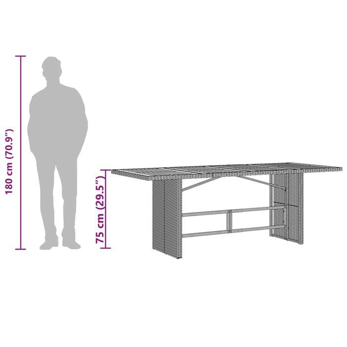 Table de jardin avec dessus en verre gris résine tressée - Photo n°10