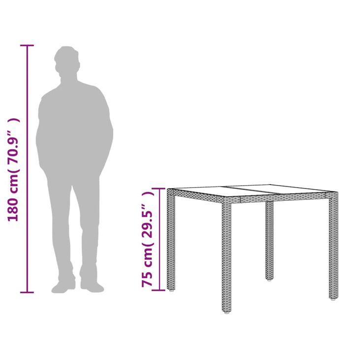 Table de jardin avec dessus en verre marron résine tressée - Photo n°10