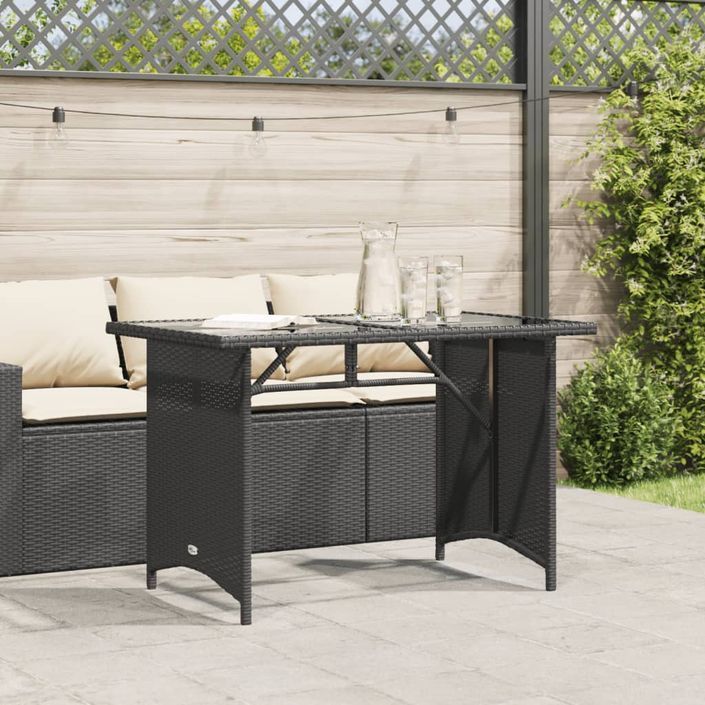 Table de jardin avec dessus en verre noir 110x68x70 poly rotin - Photo n°3