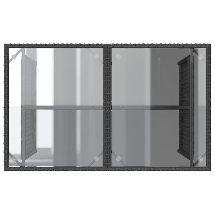 Table de jardin avec dessus en verre noir 110x68x70 poly rotin - Photo n°7