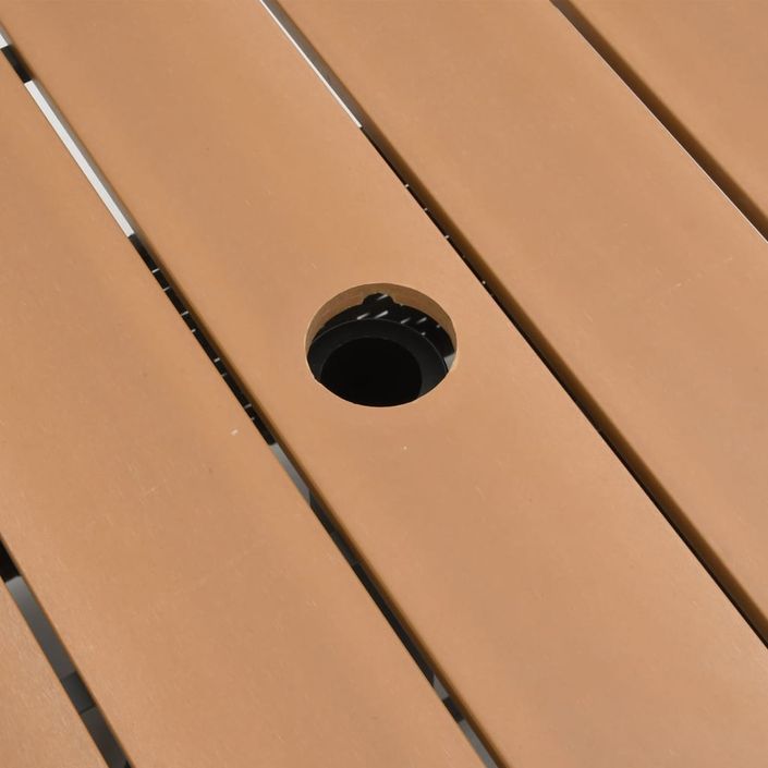 Table de jardin avec trou de parasol marron résine tressée - Photo n°8