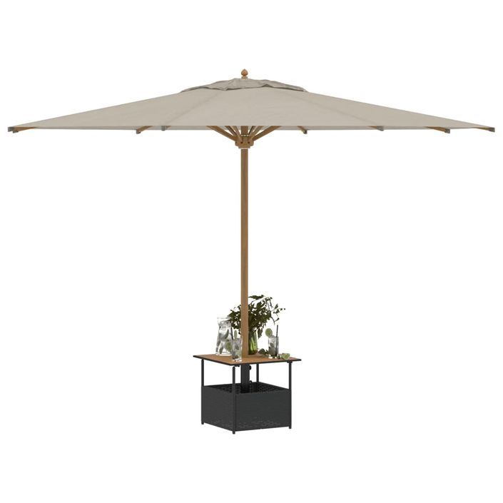 Table de jardin avec trou de parasol noir résine tressée - Photo n°4