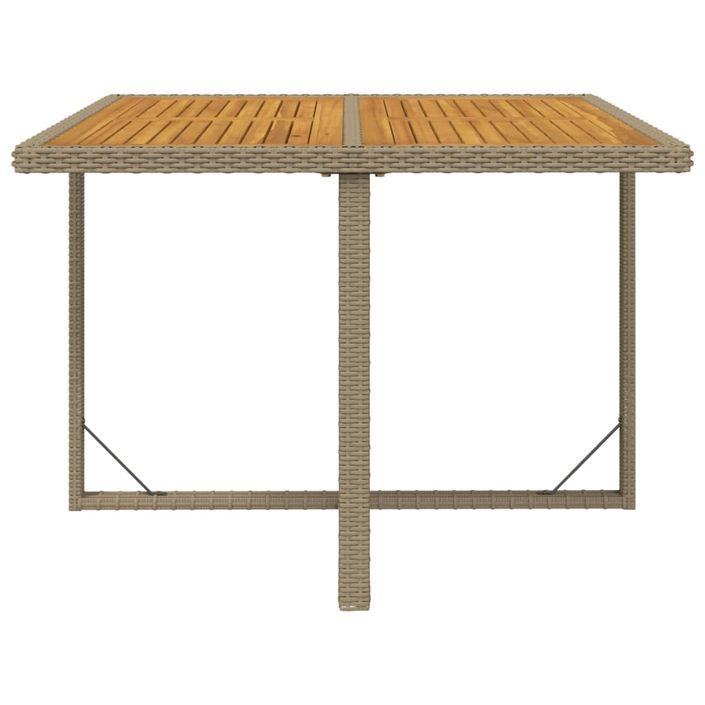 Table de jardin Beige 109x107x74 cm Résine tressée bois massif - Photo n°4