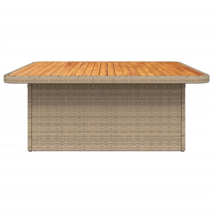 Table de jardin beige 110x110x71 cm résine tressée bois acacia - Photo n°6