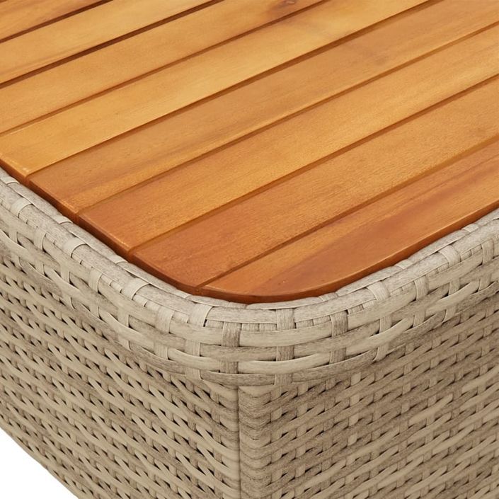 Table de jardin beige 110x110x71 cm résine tressée bois acacia - Photo n°9