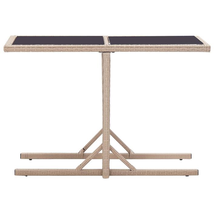 Table de jardin Beige 110x53x72 cm Verre et résine tressée - Photo n°2