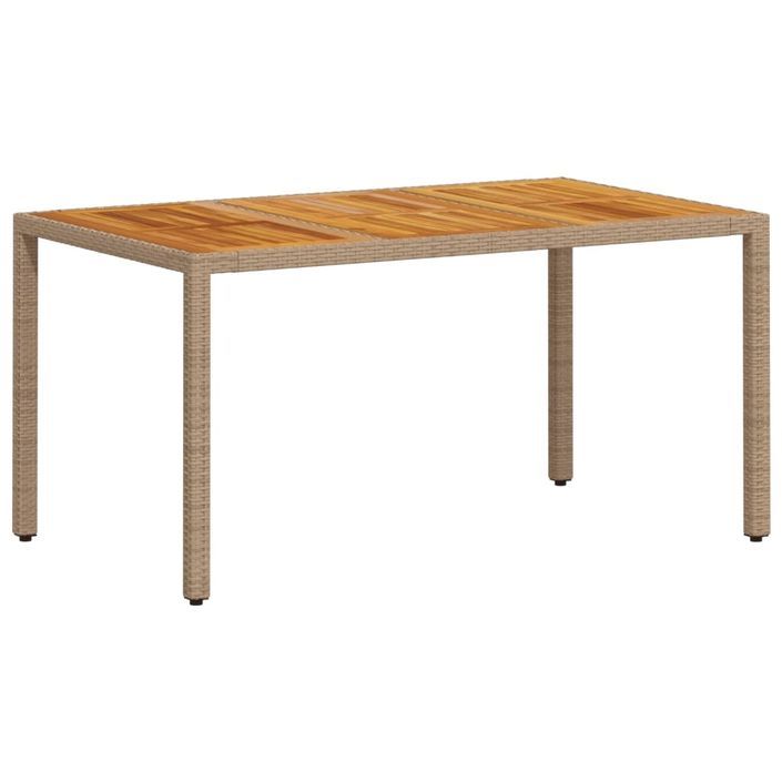 Table de jardin beige 150x90x75 cm résine tressée bois d'acacia - Photo n°1