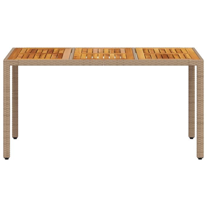 Table de jardin beige 150x90x75 cm résine tressée bois d'acacia - Photo n°5