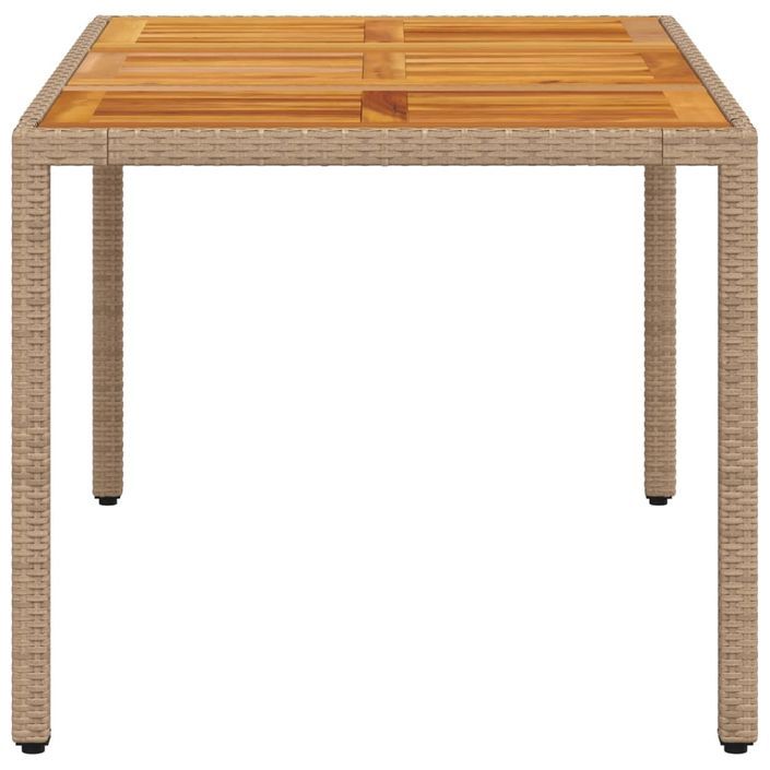 Table de jardin beige 150x90x75 cm résine tressée bois d'acacia - Photo n°6