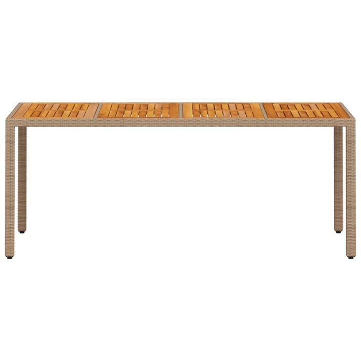 Table de jardin beige 190x90x75 cm résine tressée bois d'acacia - Photo n°5