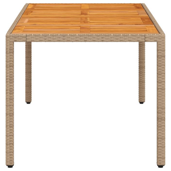 Table de jardin beige 190x90x75 cm résine tressée bois d'acacia - Photo n°6