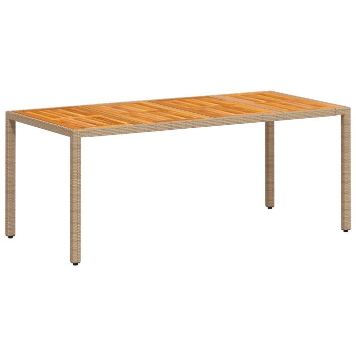 Table de jardin beige 190x90x75 cm résine tressée bois d'acacia - Photo n°7