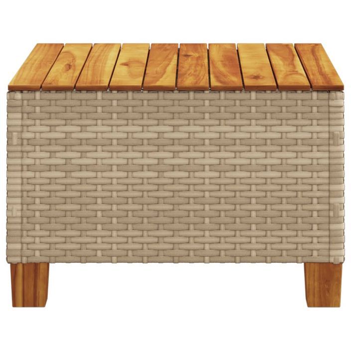 Table de jardin beige 55x55x36 cm résine tressée et bois acacia - Photo n°5