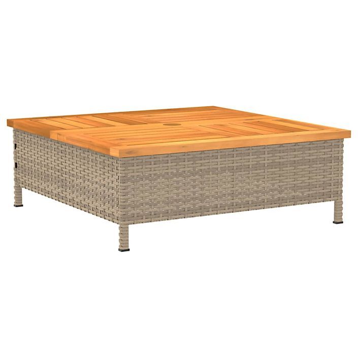 Table de jardin beige 70x70x25 cm résine tressée et bois acacia - Photo n°7