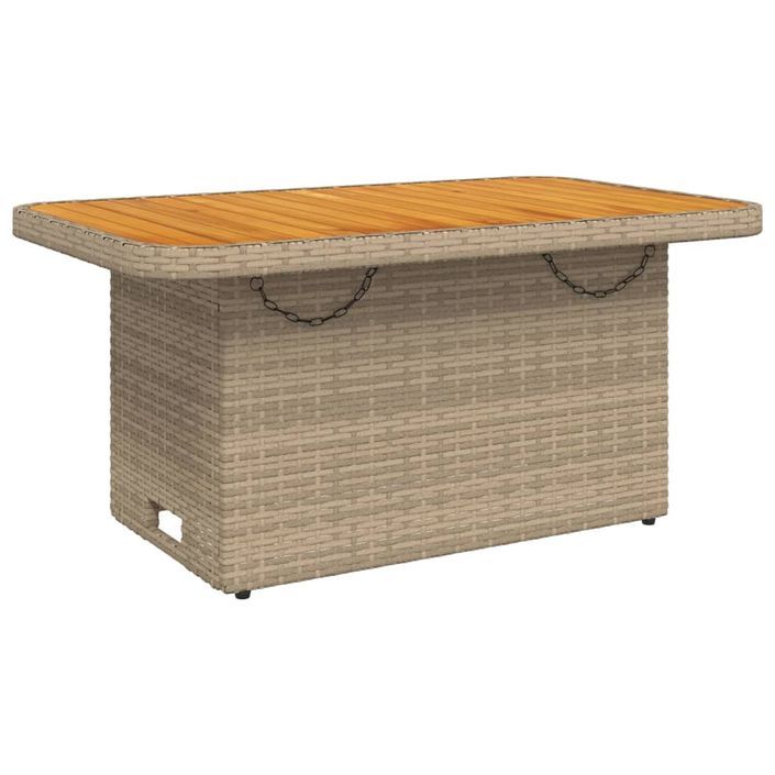 Table de jardin beige 90x55x71 cm résine tressée et bois acacia - Photo n°1