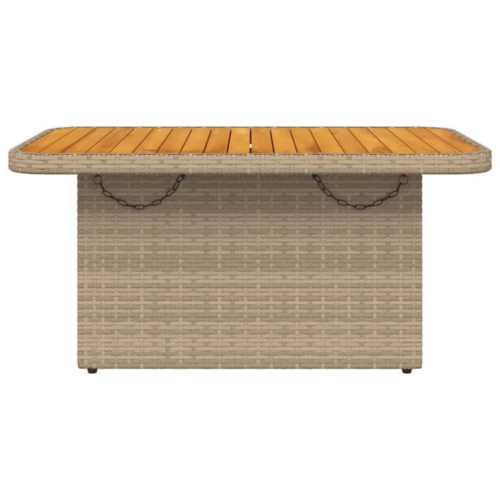 Table de jardin beige 90x55x71 cm résine tressée et bois acacia - Photo n°5