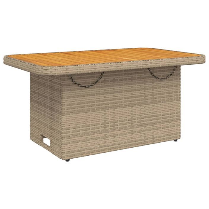 Table de jardin beige 90x55x71 cm résine tressée et bois acacia - Photo n°7