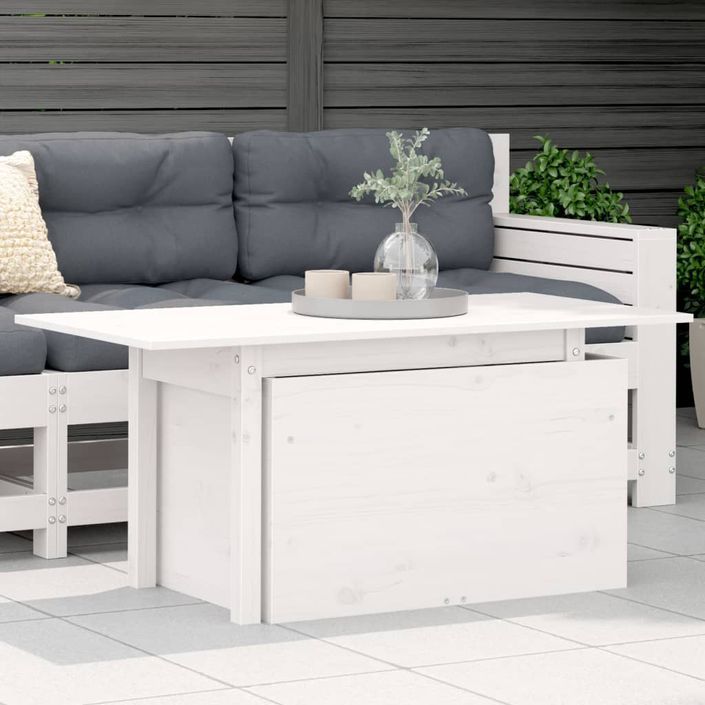 Table de jardin blanc 100x50x75 cm bois massif de pin - Photo n°2