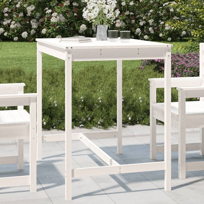 Table de jardin blanc 121x82,5x110 cm bois massif de pin - Photo n°2