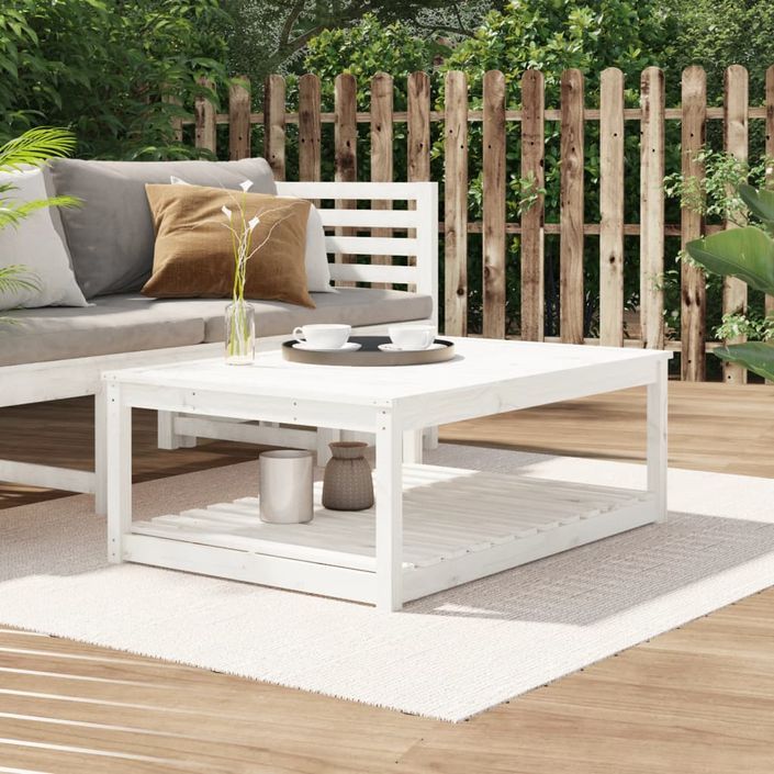 Table de jardin blanc 121x82,5x45 cm bois massif de pin - Photo n°2