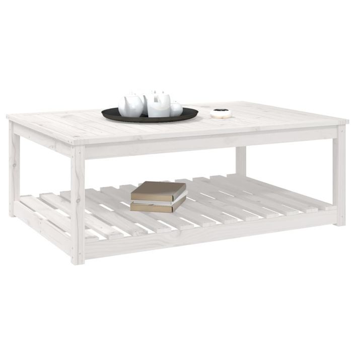 Table de jardin blanc 121x82,5x45 cm bois massif de pin - Photo n°4