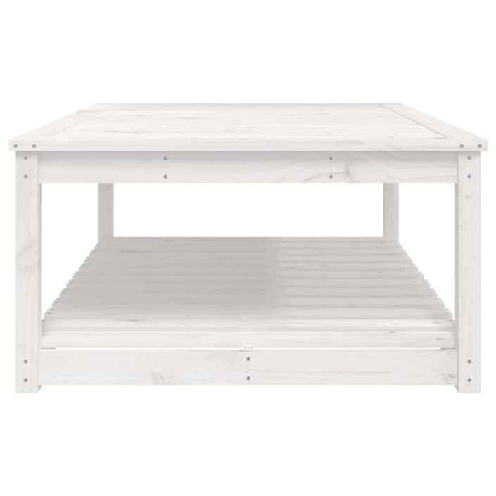 Table de jardin blanc 121x82,5x45 cm bois massif de pin - Photo n°6