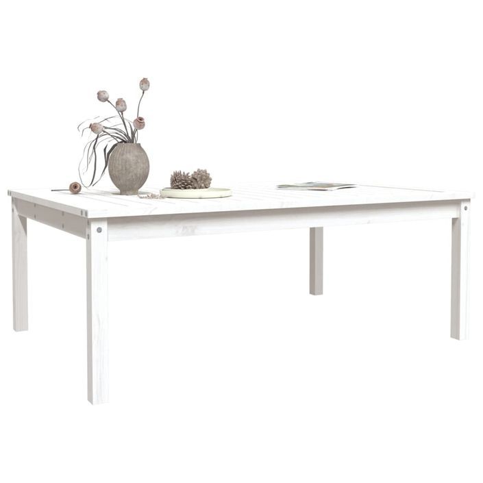 Table de jardin blanc 121x82,5x45 cm bois massif de pin - Photo n°4