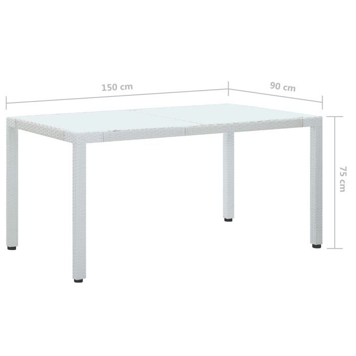 Table de jardin Blanc 150x90x75 cm Résine tressée - Photo n°5