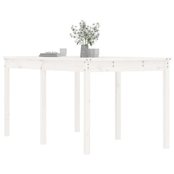 Table de jardin blanc 159,5x82,5x76 cm bois massif de pin - Photo n°4