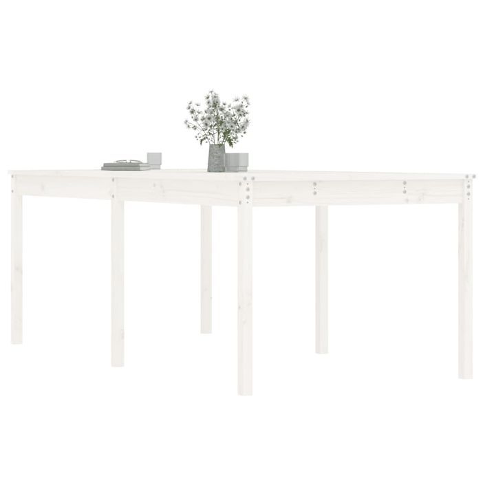 Table de jardin blanc 203,5x100x76 cm bois massif de pin - Photo n°4