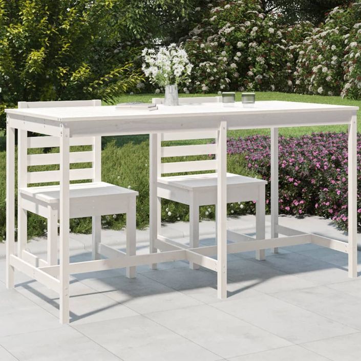 Table de jardin blanc 203,5x90x110 cm bois massif de pin - Photo n°1