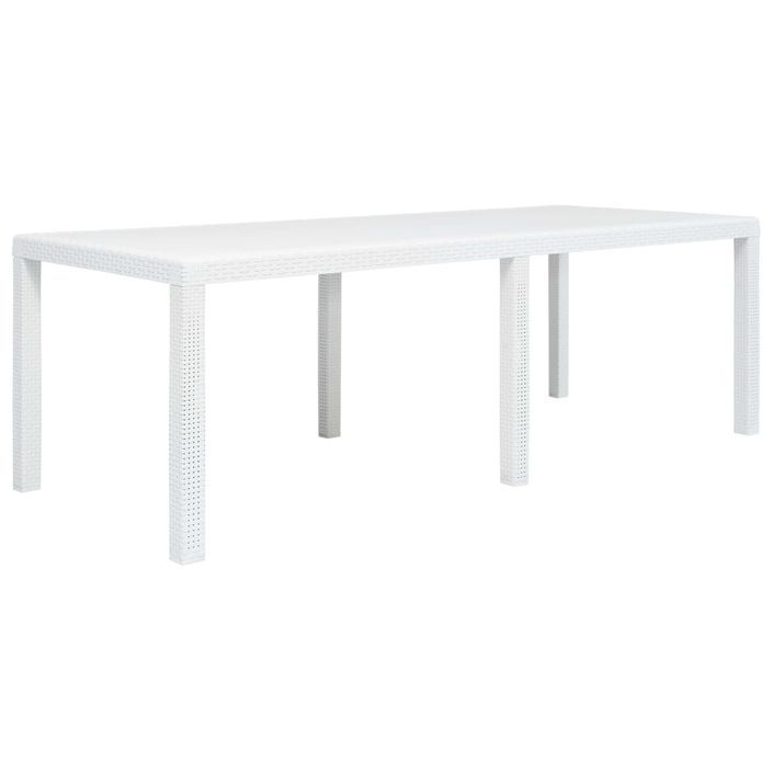 Table de jardin Blanc 220x90x72 cm Plastique Aspect de rotin - Photo n°1