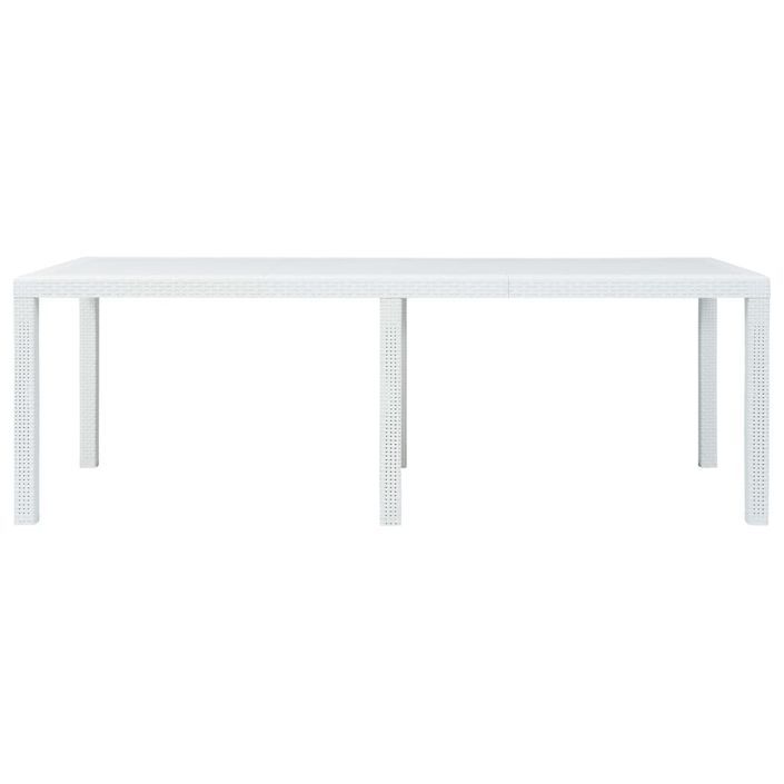 Table de jardin Blanc 220x90x72 cm Plastique Aspect de rotin - Photo n°3