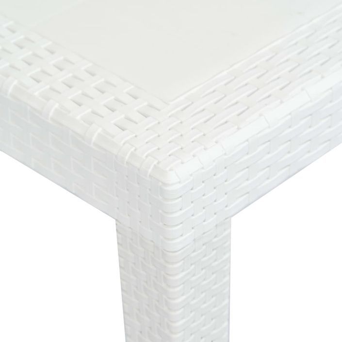 Table de jardin Blanc 220x90x72 cm Plastique Aspect de rotin - Photo n°4