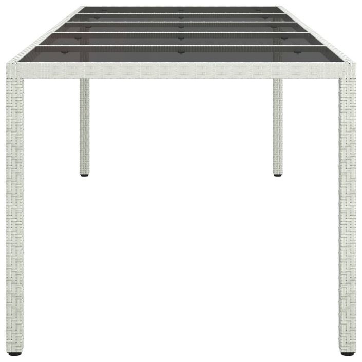 Table de jardin blanc 250x100x75 cm résine tressée verre trempé - Photo n°4