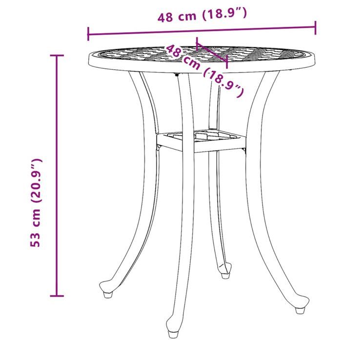 Table de jardin blanc Ø48x53 cm aluminium coulé - Photo n°11