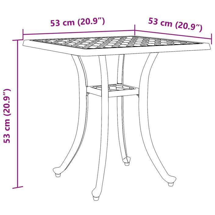 Table de jardin blanc 53x53x53 cm aluminium coulé - Photo n°11