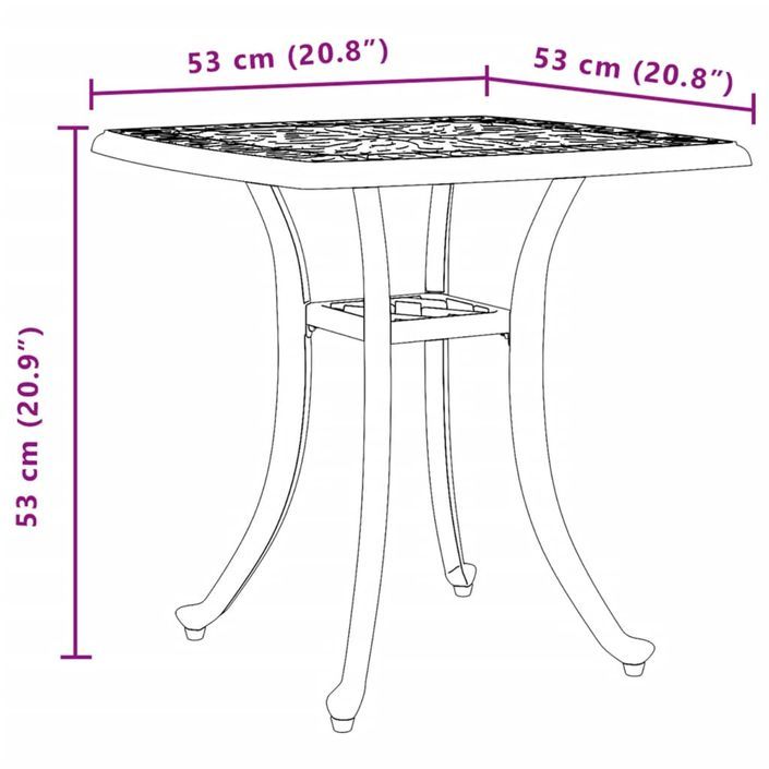 Table de jardin blanc 53x53x53 cm aluminium coulé - Photo n°11