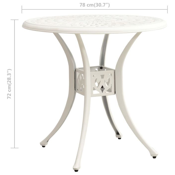 Table de jardin Blanc 78x78x72 cm Aluminium coulé - Photo n°6