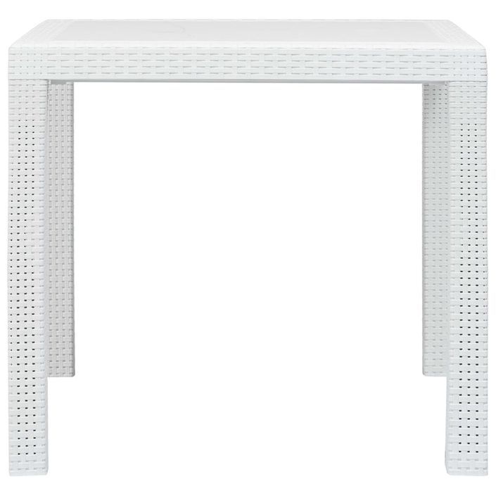 Table de jardin Blanc 79x79x72 cm Plastique Aspect de rotin - Photo n°3