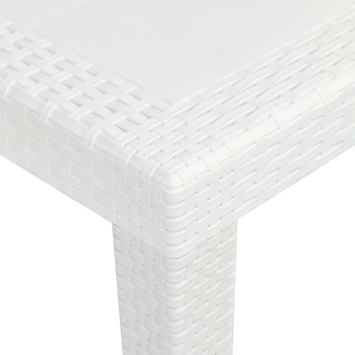 Table de jardin Blanc 79x79x72 cm Plastique Aspect de rotin - Photo n°4